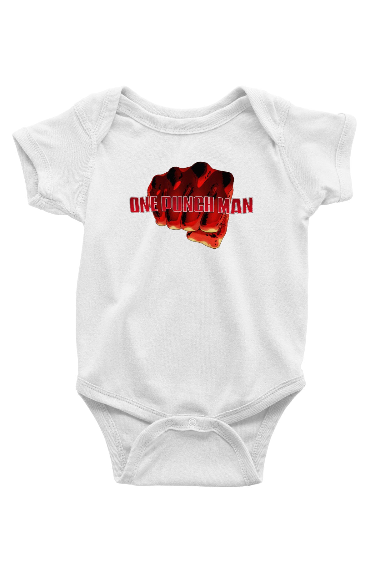 One Punch Man Baskılı Beyaz Unisex Bebek Body - Zıbın