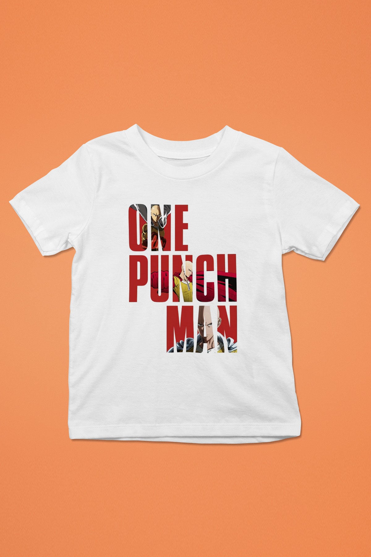 One Punch Man Baskılı Beyaz Unisex Çocuk Tişört
