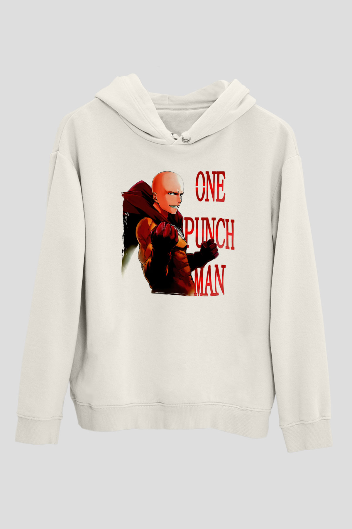 One Punch Man Beyaz Unisex Hoodie