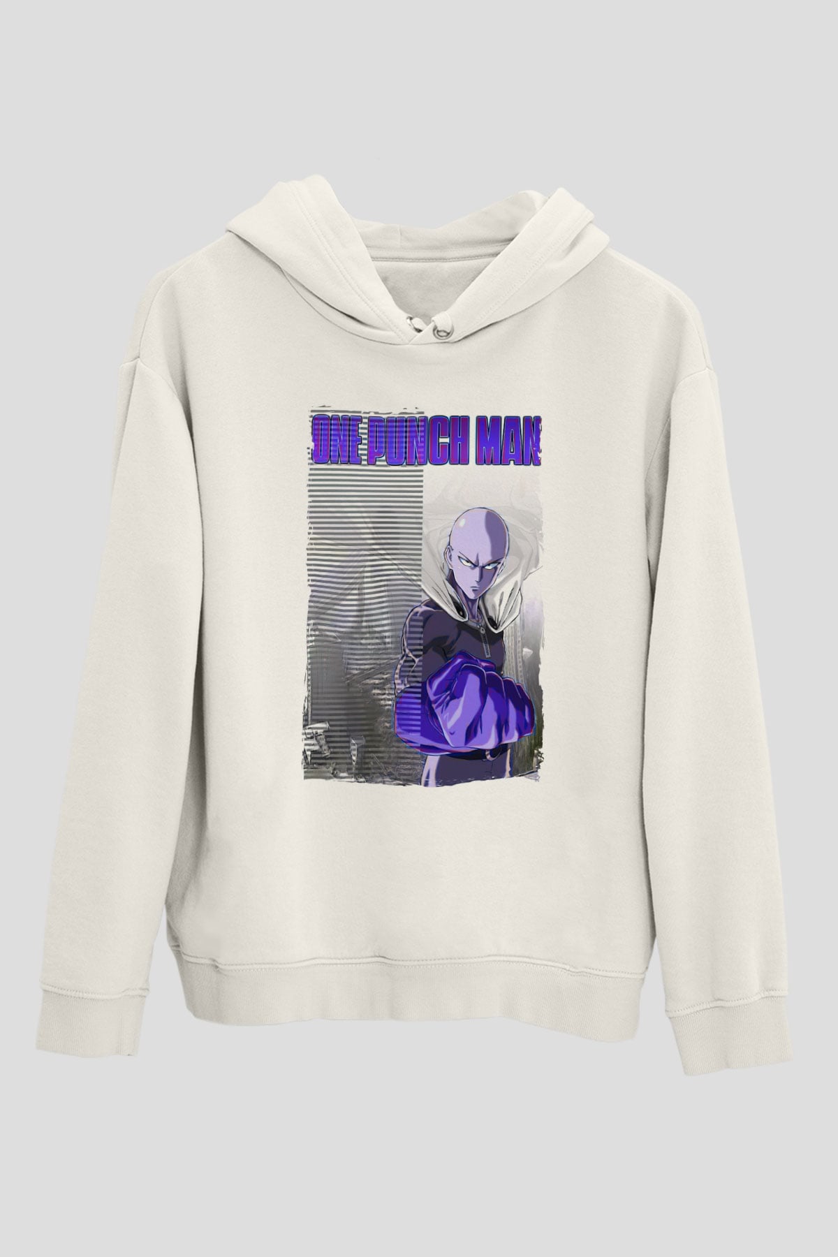 One Punch Man Beyaz Unisex Hoodie