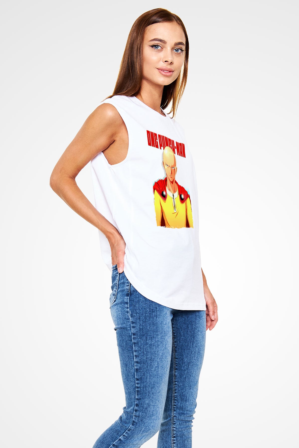 One Punch Man Beyaz Unisex Kolsuz Tişört