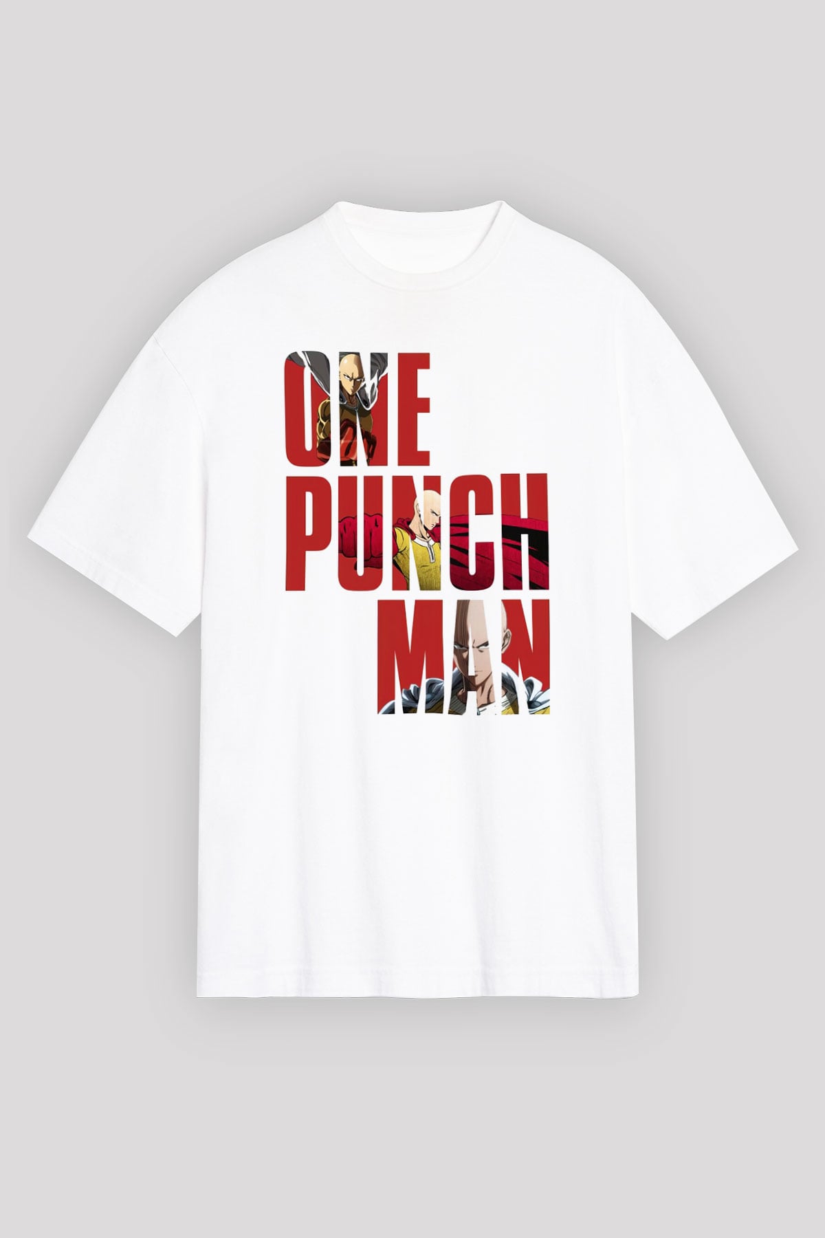 One Punch Man Beyaz Unisex Oversize Tişört T-Shirt