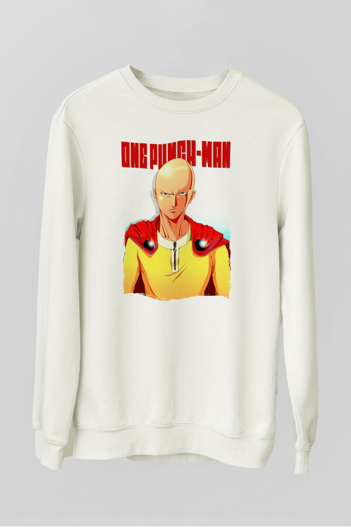 One Punch Man Beyaz Unisex Sweatshirt
