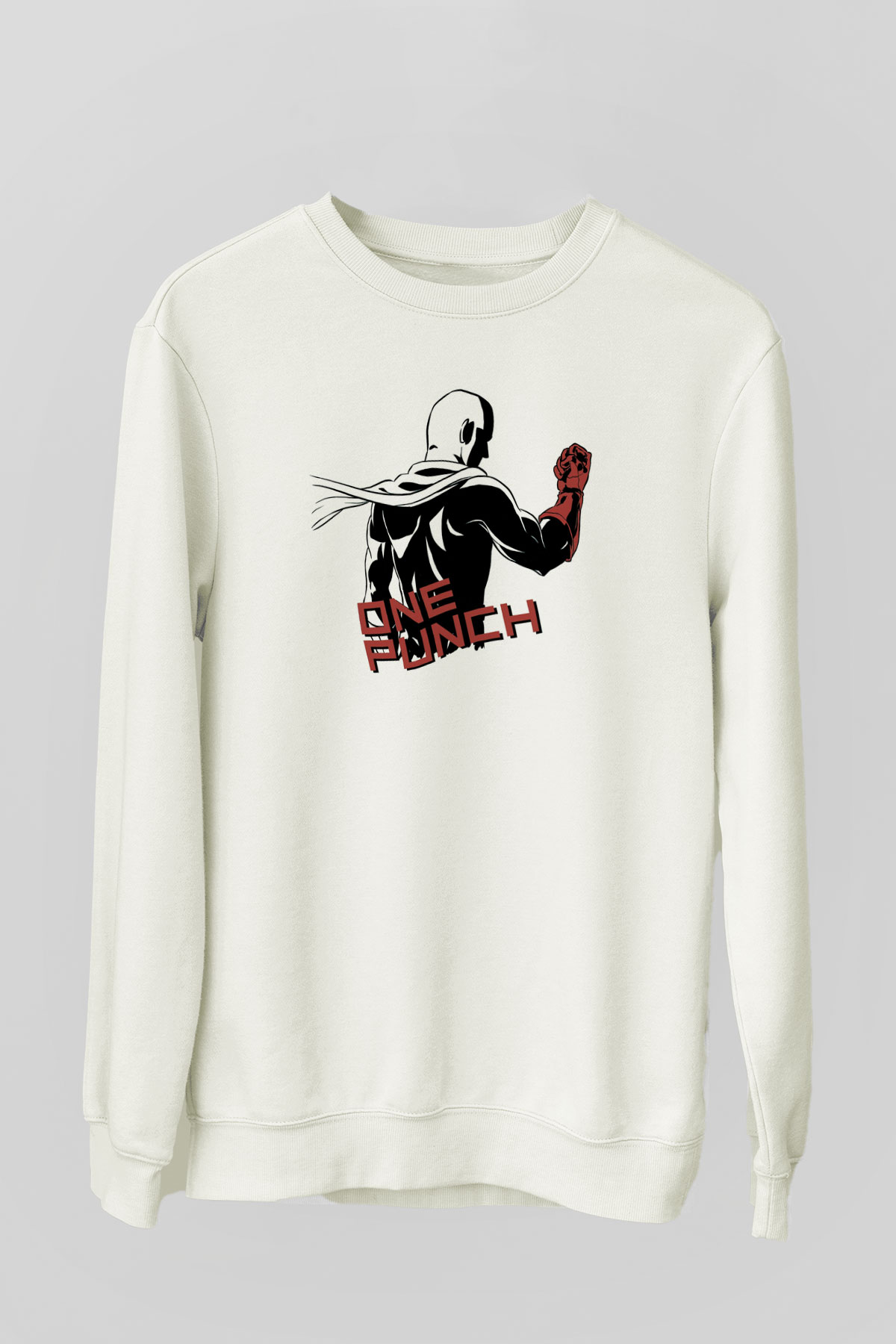 One Punch Man Beyaz Unisex Sweatshirt