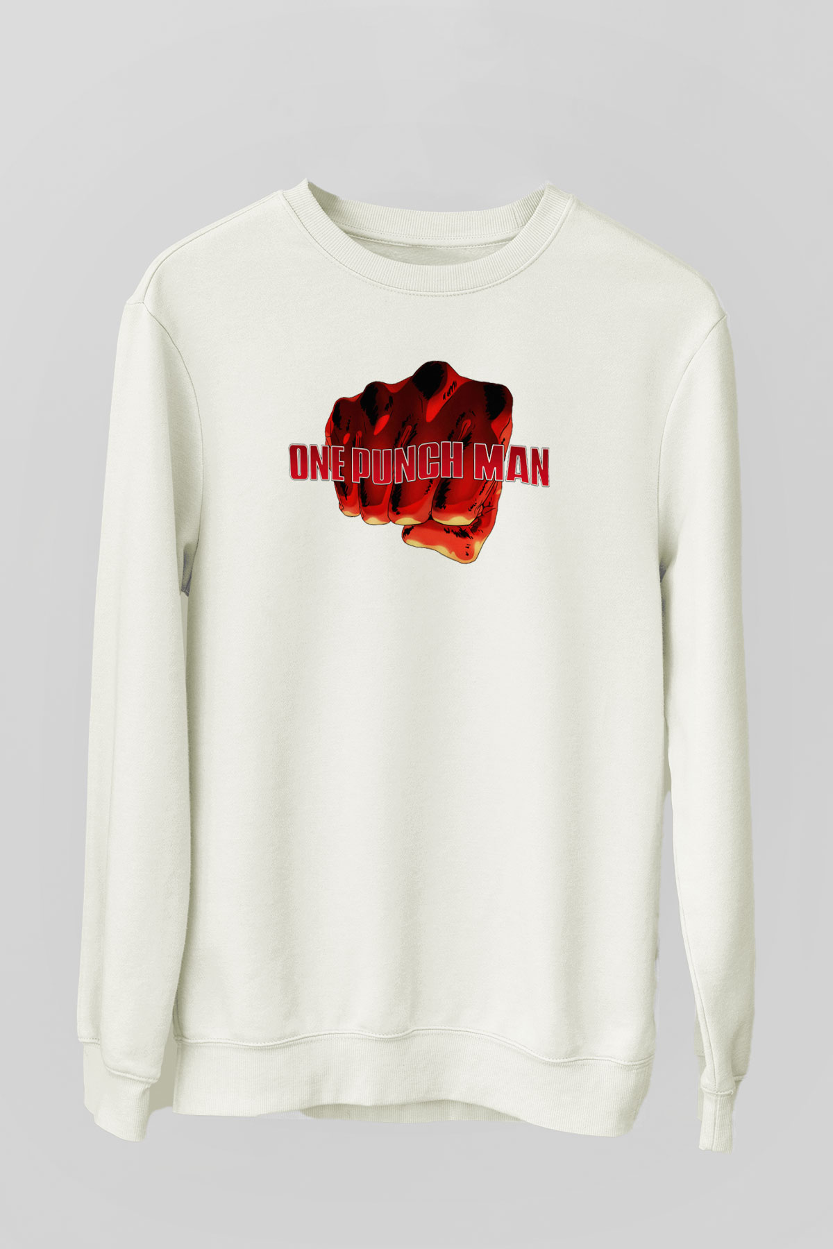 One Punch Man Beyaz Unisex Sweatshirt