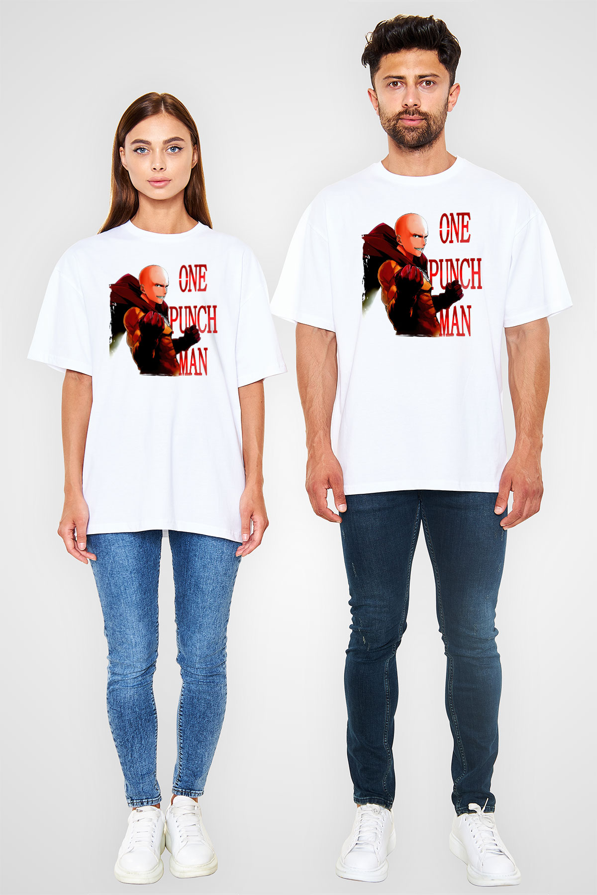 One Punch Man Beyaz Oversize Tişört Oversize T-shirt