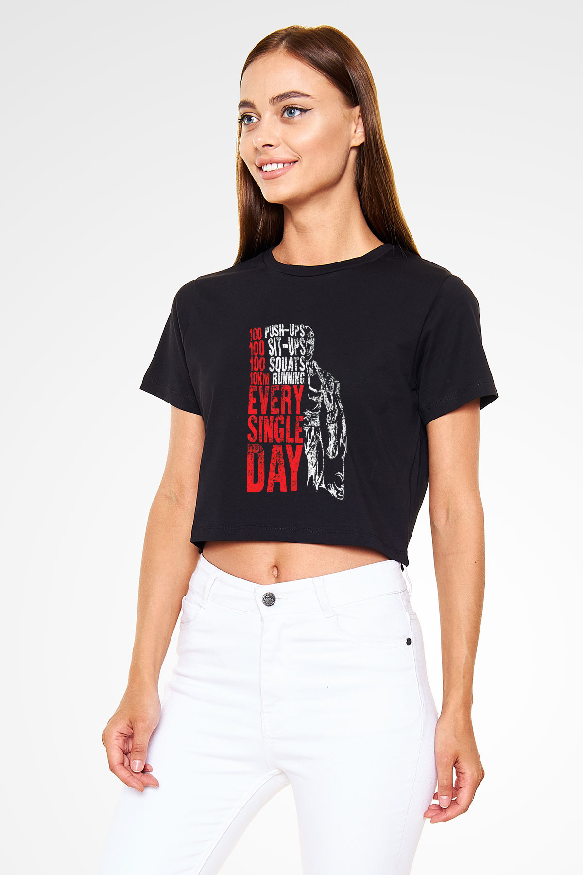 One Punch Man Siyah Crop Top Tişört