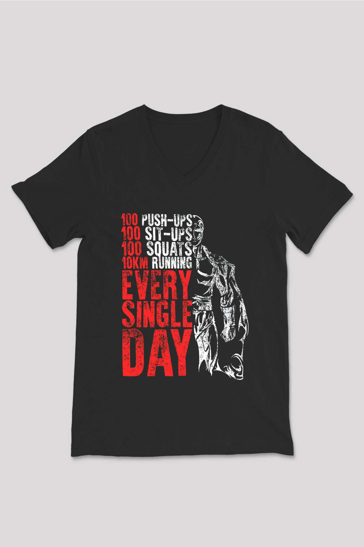 One Punch Man Siyah Unisex V Yaka Tişört T-Shirt