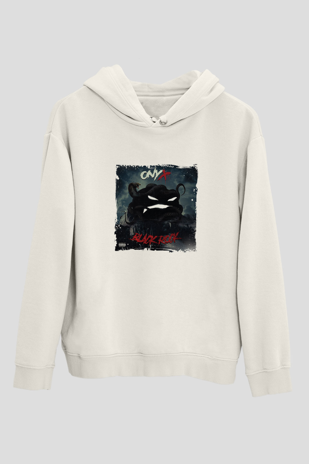 Onyx Baskılı Unisex Beyaz Kapüşonlu Sweatshirt