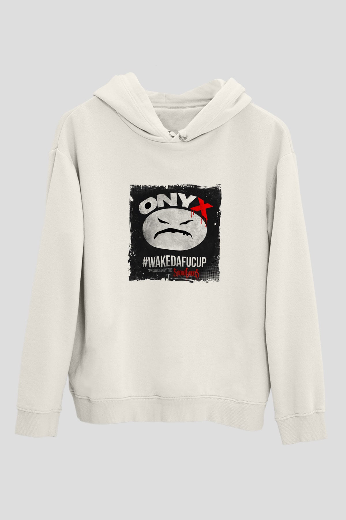 Onyx Baskılı Unisex Beyaz Kapüşonlu Sweatshirt