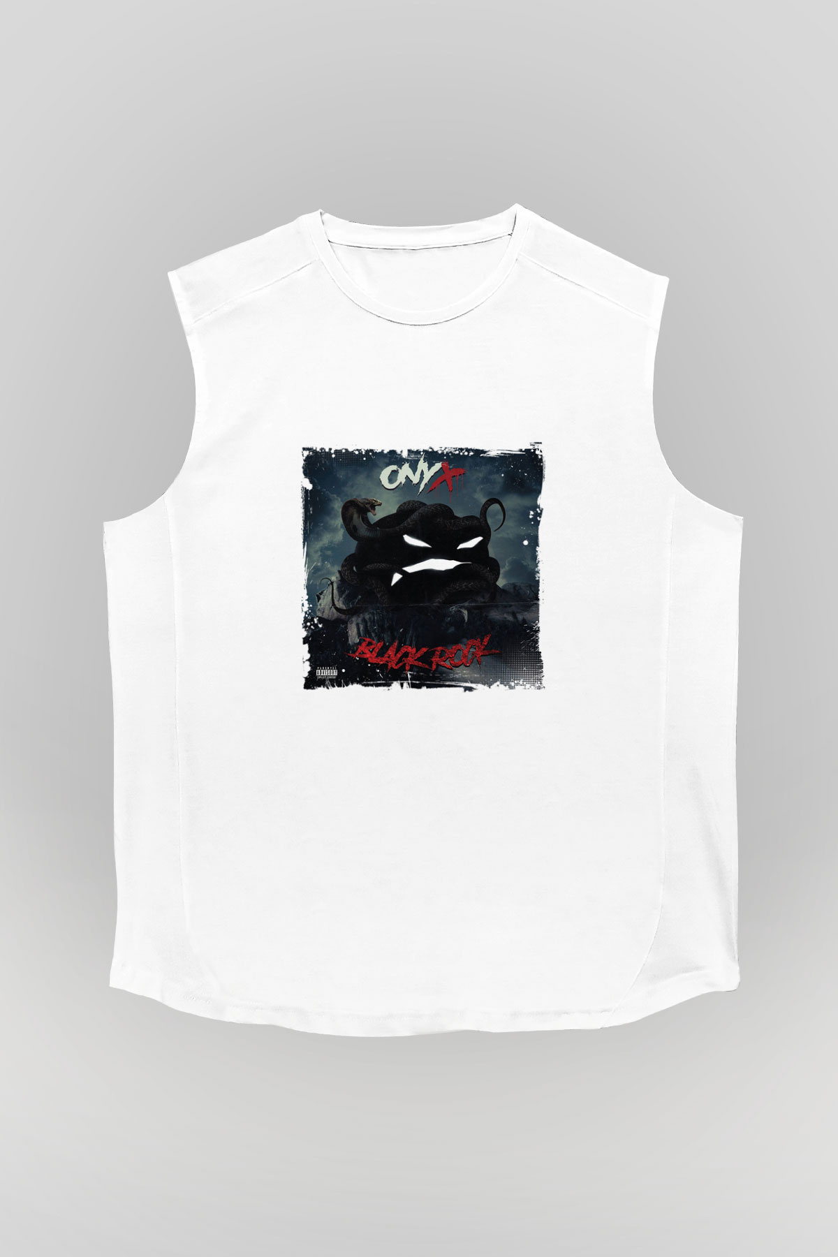 Onyx Baskılı Unisex Beyaz Kolsuz Tişört