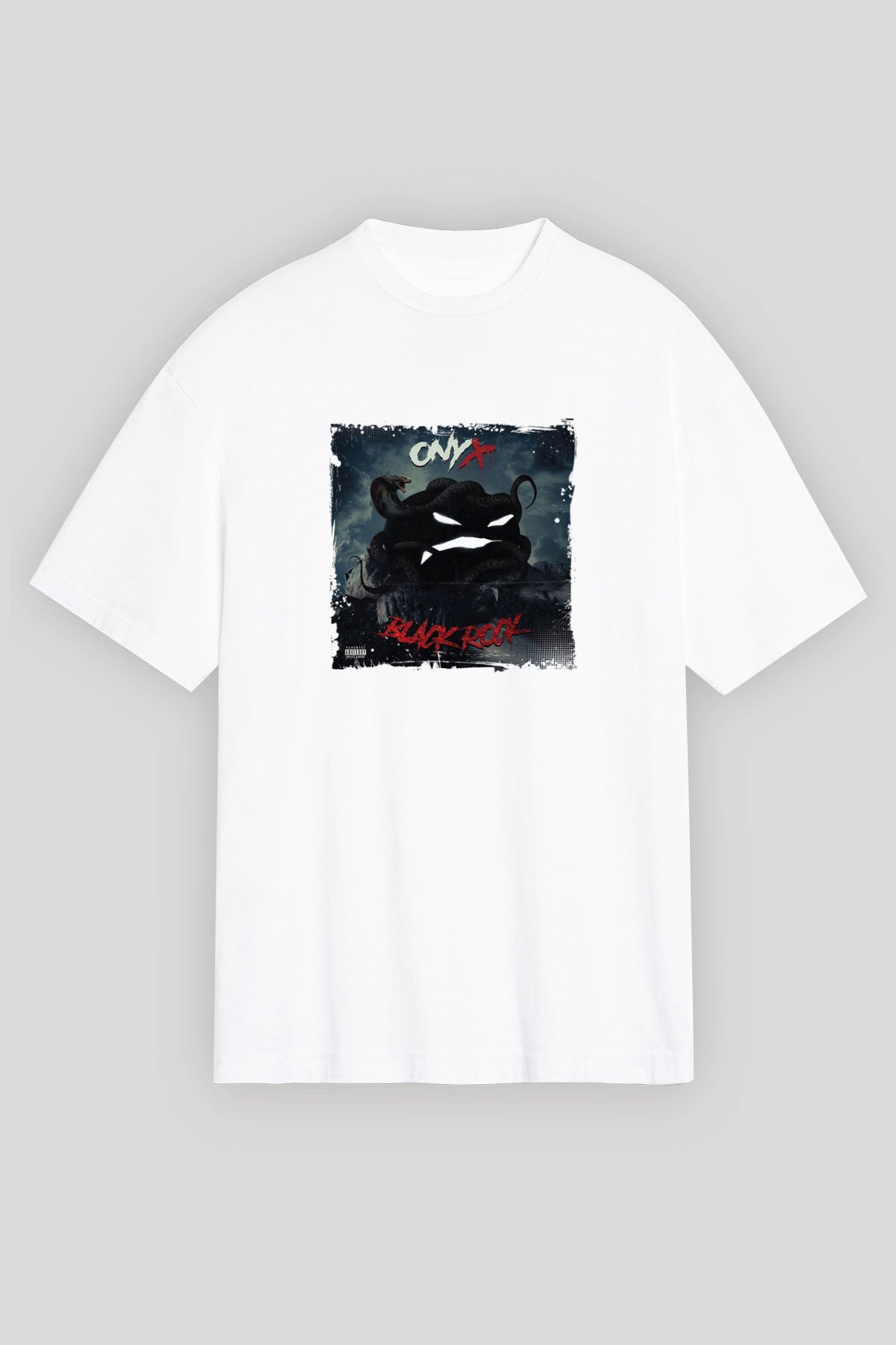 Onyx Baskılı Oversize Beyaz Tişört