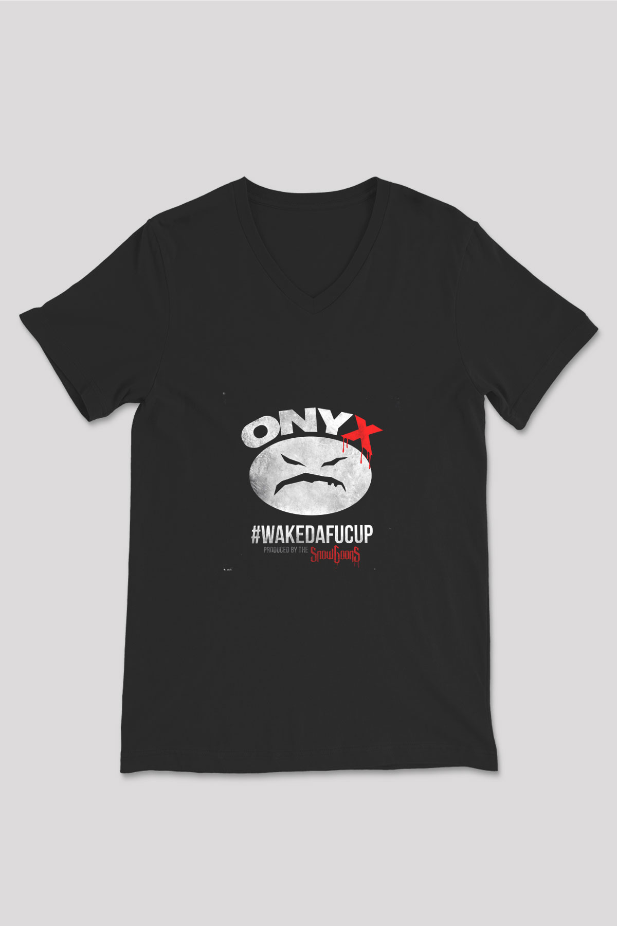 Onyx Baskılı Unisex Siyah V Yaka Tişört