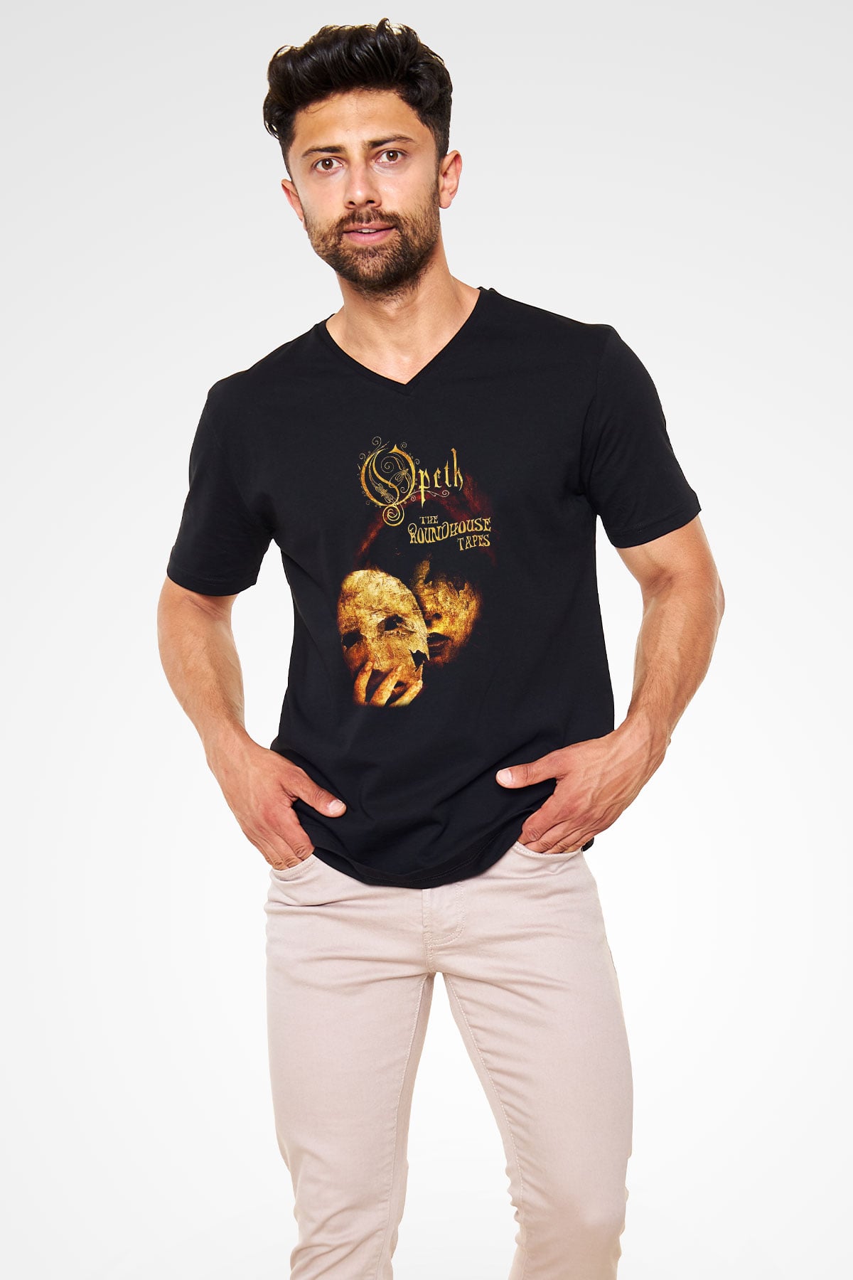 Opeth Siyah Unisex V Yaka Tişört T-Shirt