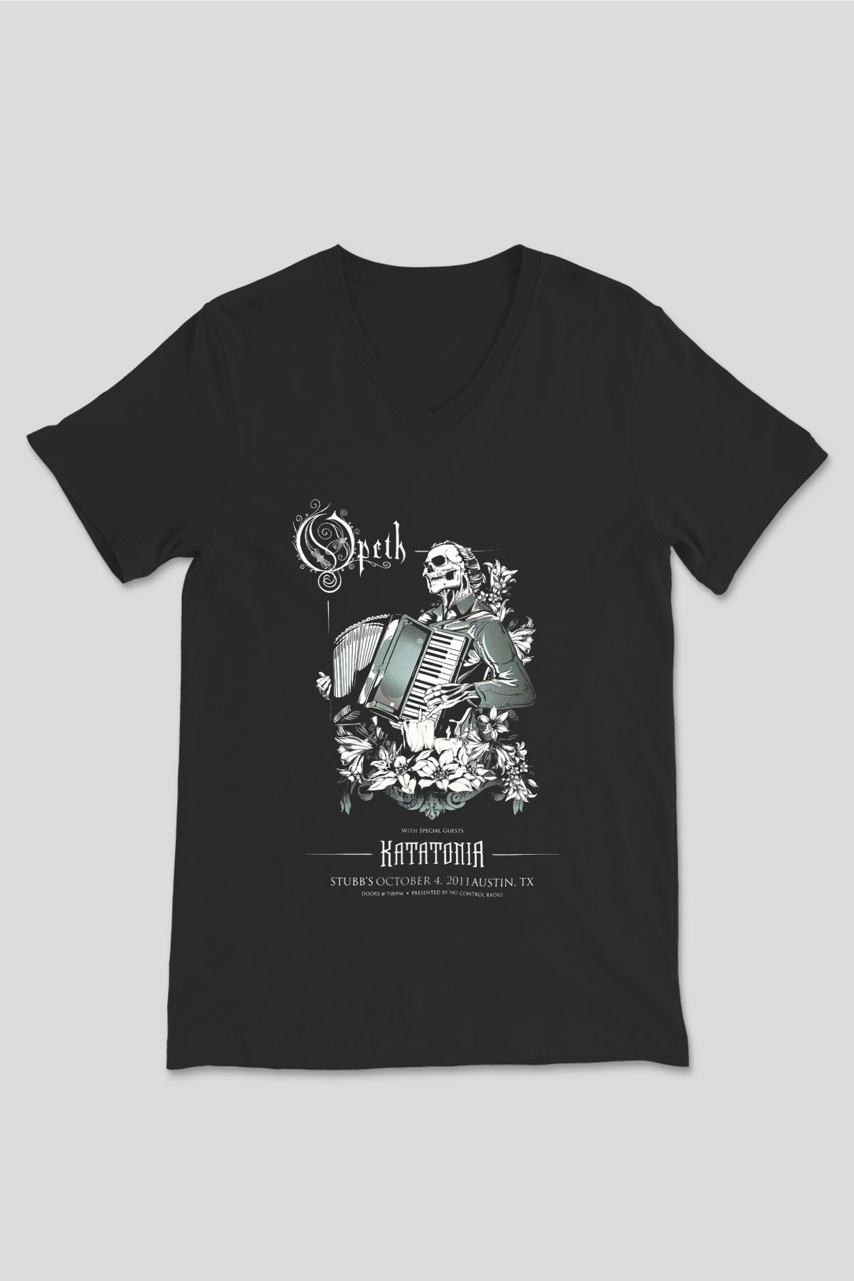 Opeth Siyah Unisex V Yaka Tişört T-Shirt