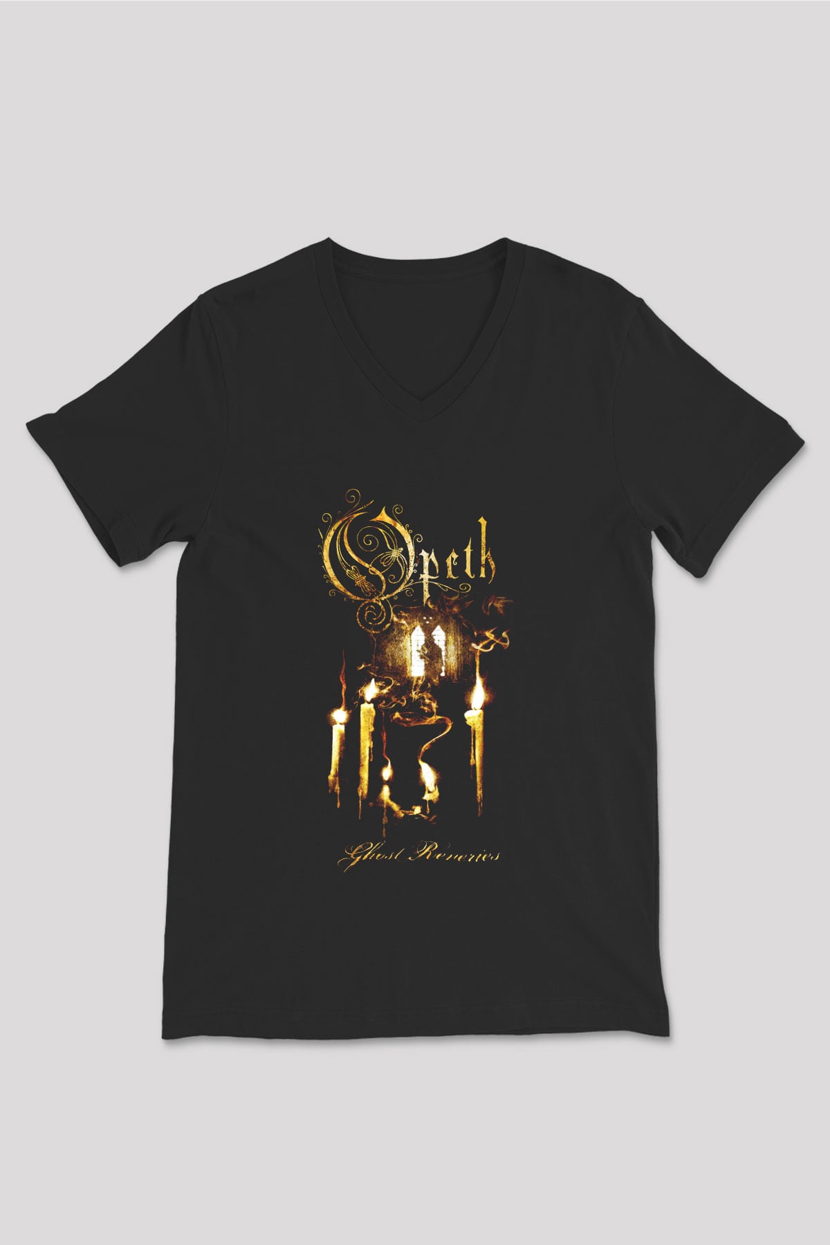 Opeth Siyah Unisex V Yaka Tişört T-Shirt
