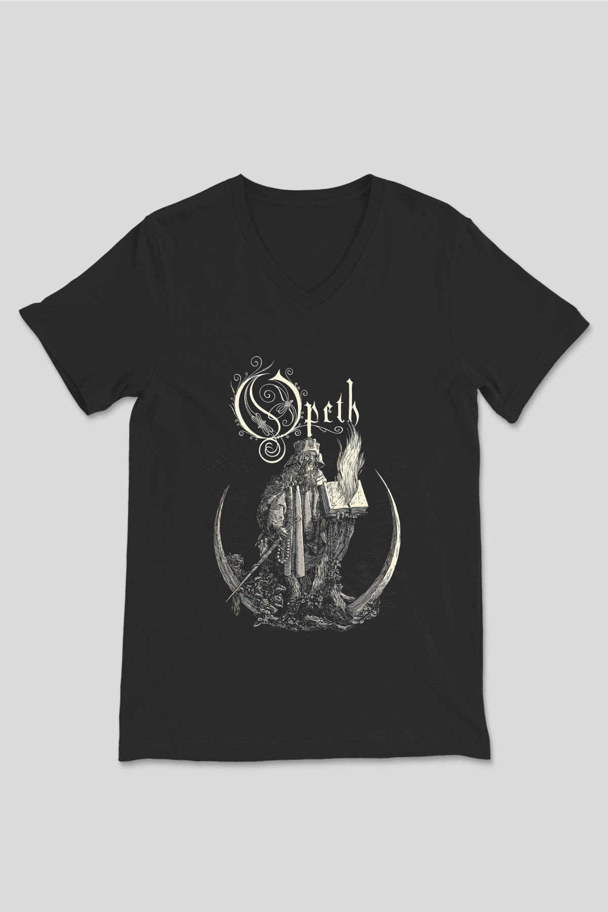 Opeth Siyah Unisex V Yaka Tişört T-Shirt