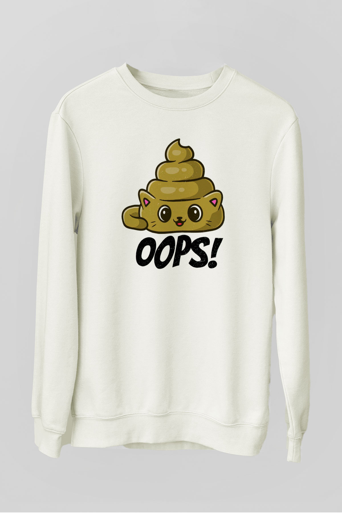 Opppsss Temalı Baskılı Unisex Beyaz  Sweatshirt