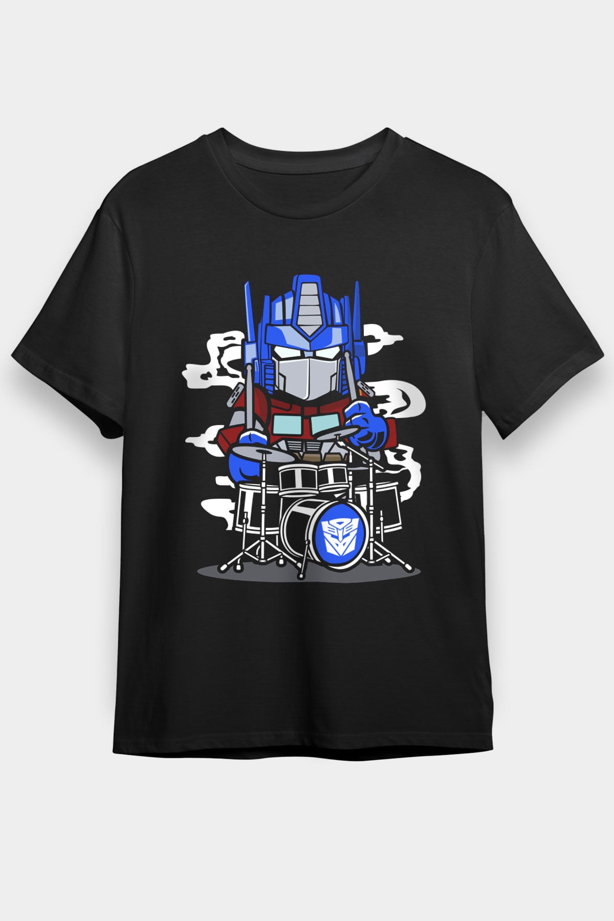Optimus Drummer Baskılı Siyah Unisex Tshirt