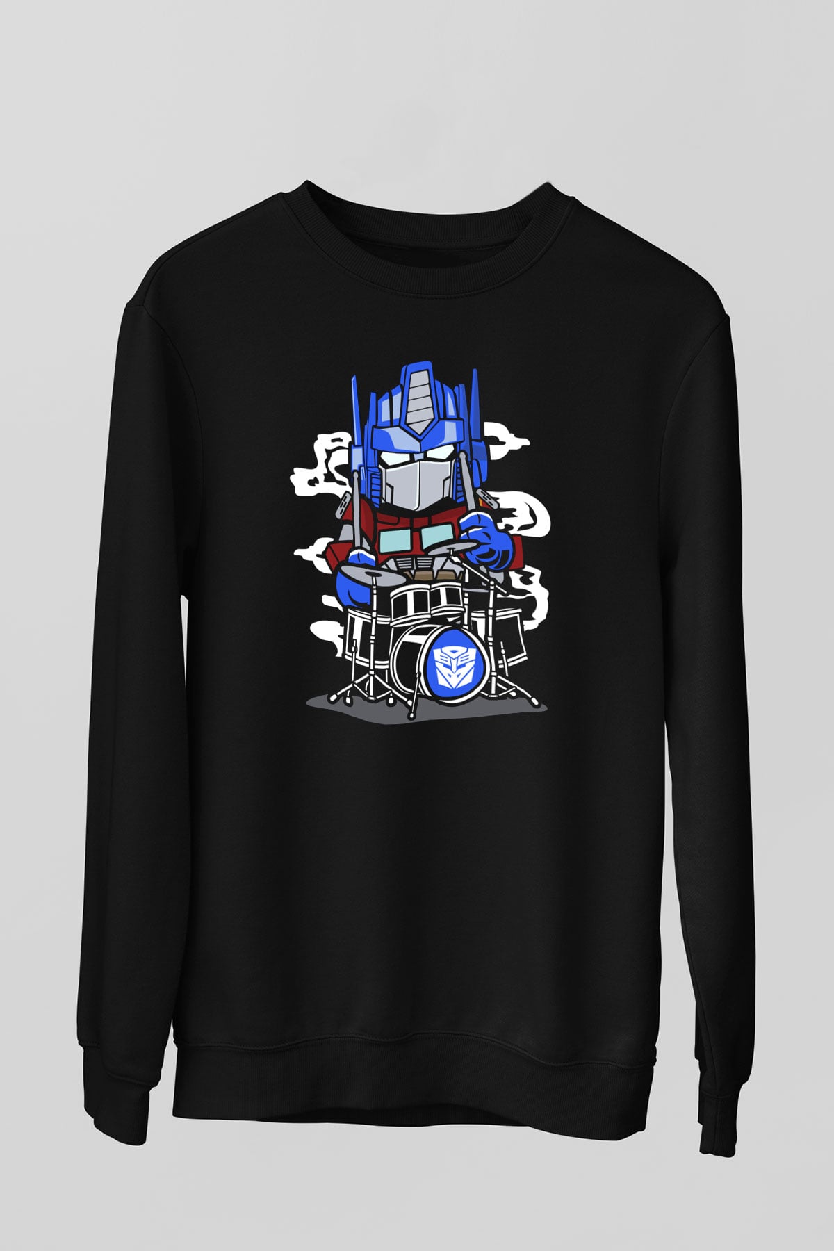 Optimus Drummer Baskılı Siyah Unisex Tshirt