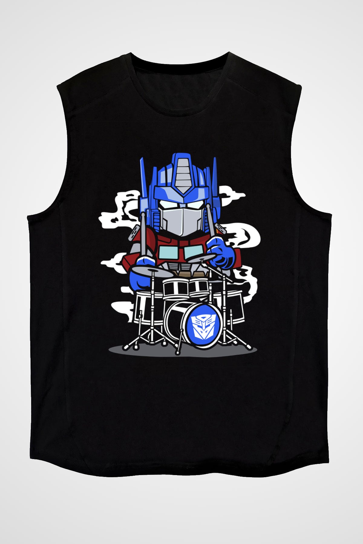 Optimus Drummer Baskılı Siyah Unisex Tshirt