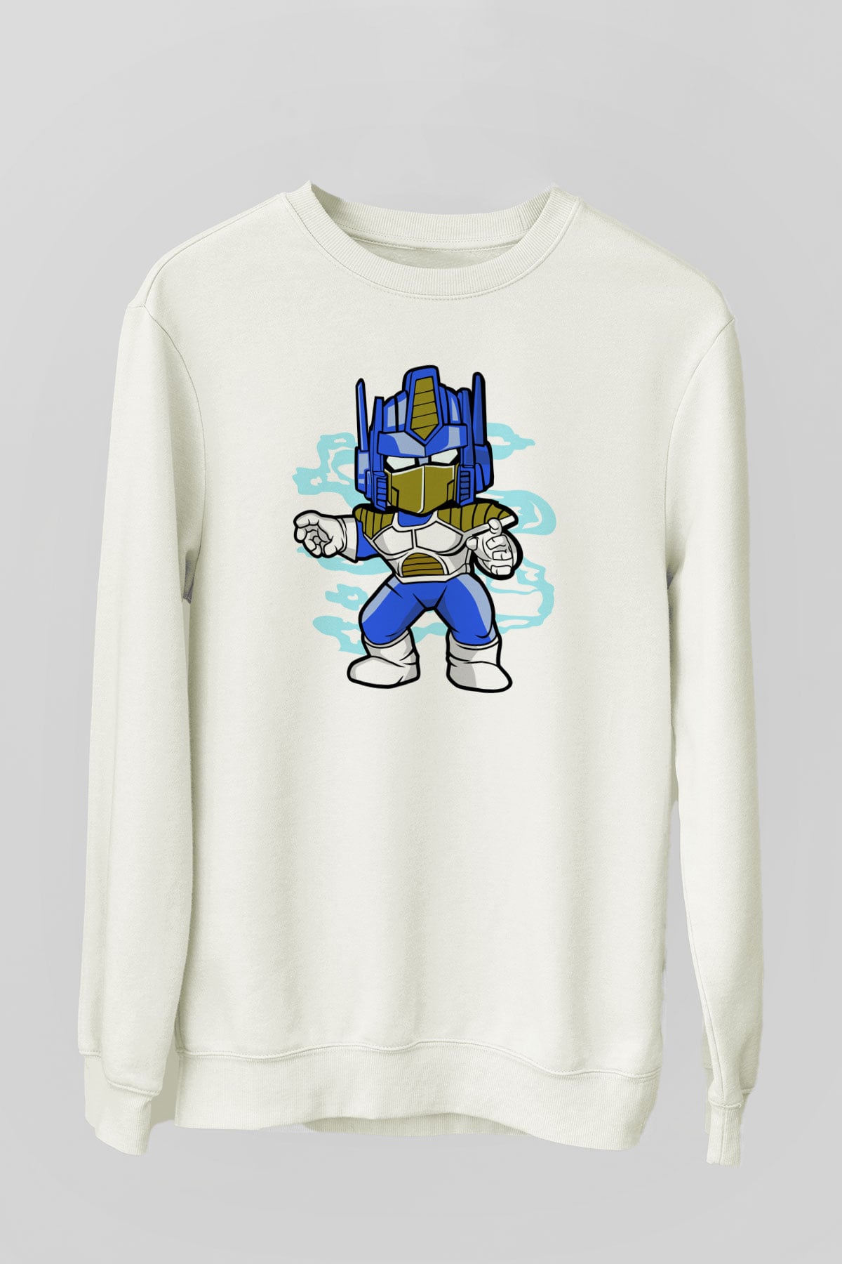 Optimus Vegeta Baskılı Beyaz Unisex Sweatshirt