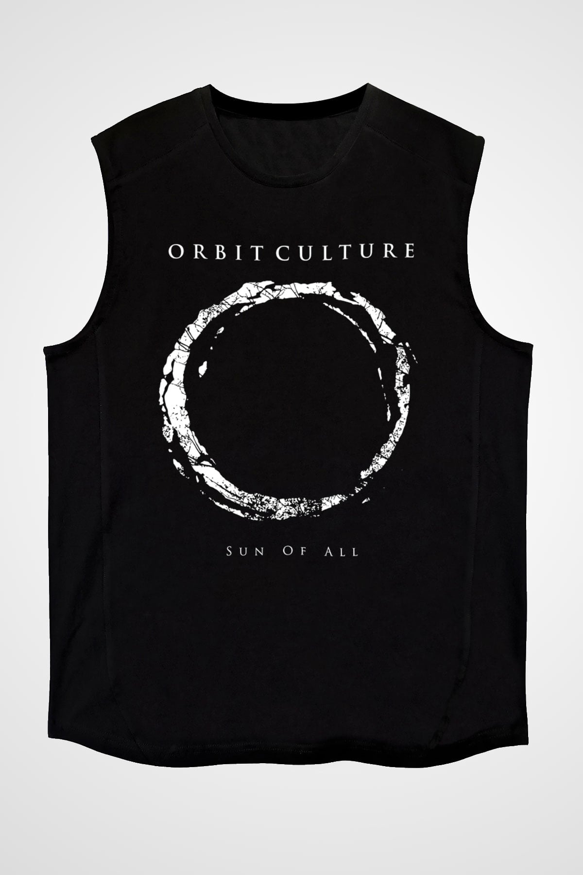 Orbit Culture Baskılı Unisex Siyah Kolsuz Tişört - Tshirt