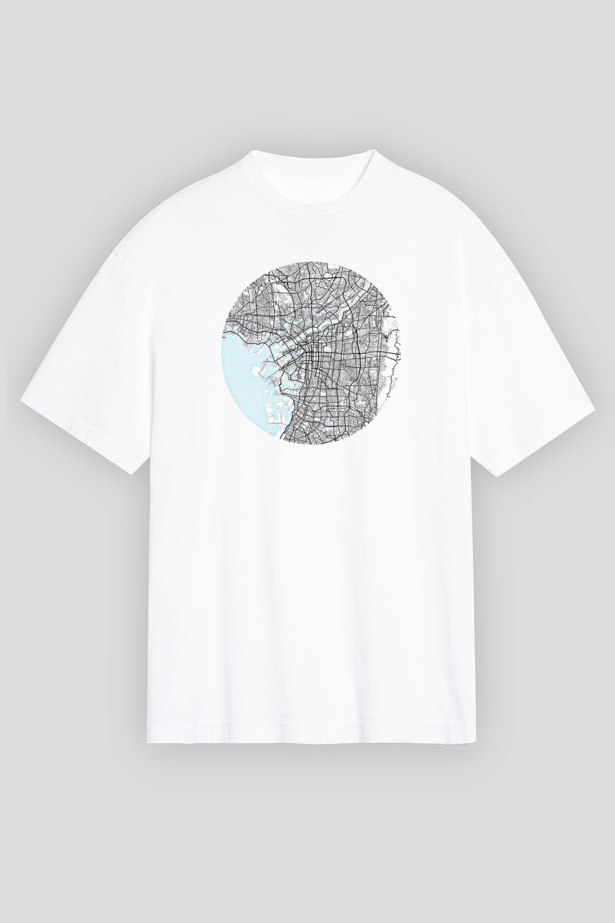 Orienteering Baskılı Unisex Beyaz Oversize Tişört - Tshirt
