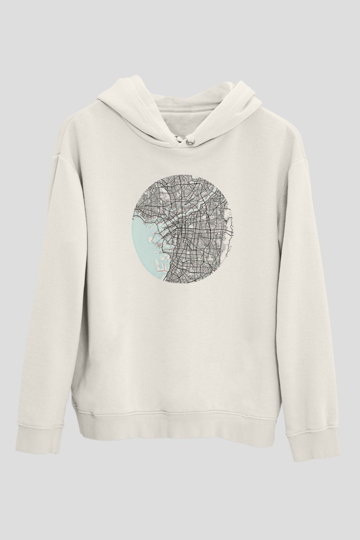 Orienteering Baskılı Unisex Ekru Hoodie