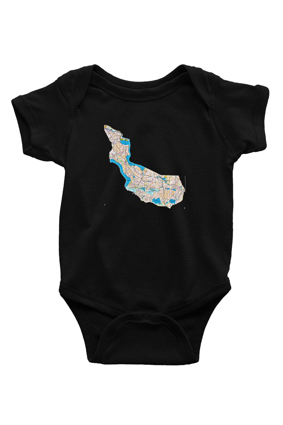 Orienteering Baskılı Unisex Siyah Bebek Body - Zıbın