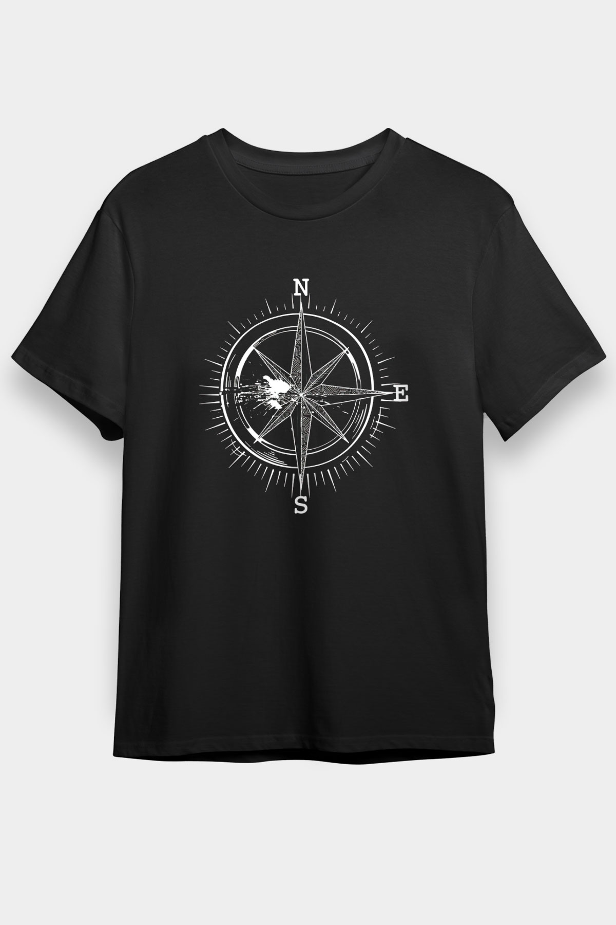 Orienteering Baskılı Unisex Siyah Tişört - Tshirt