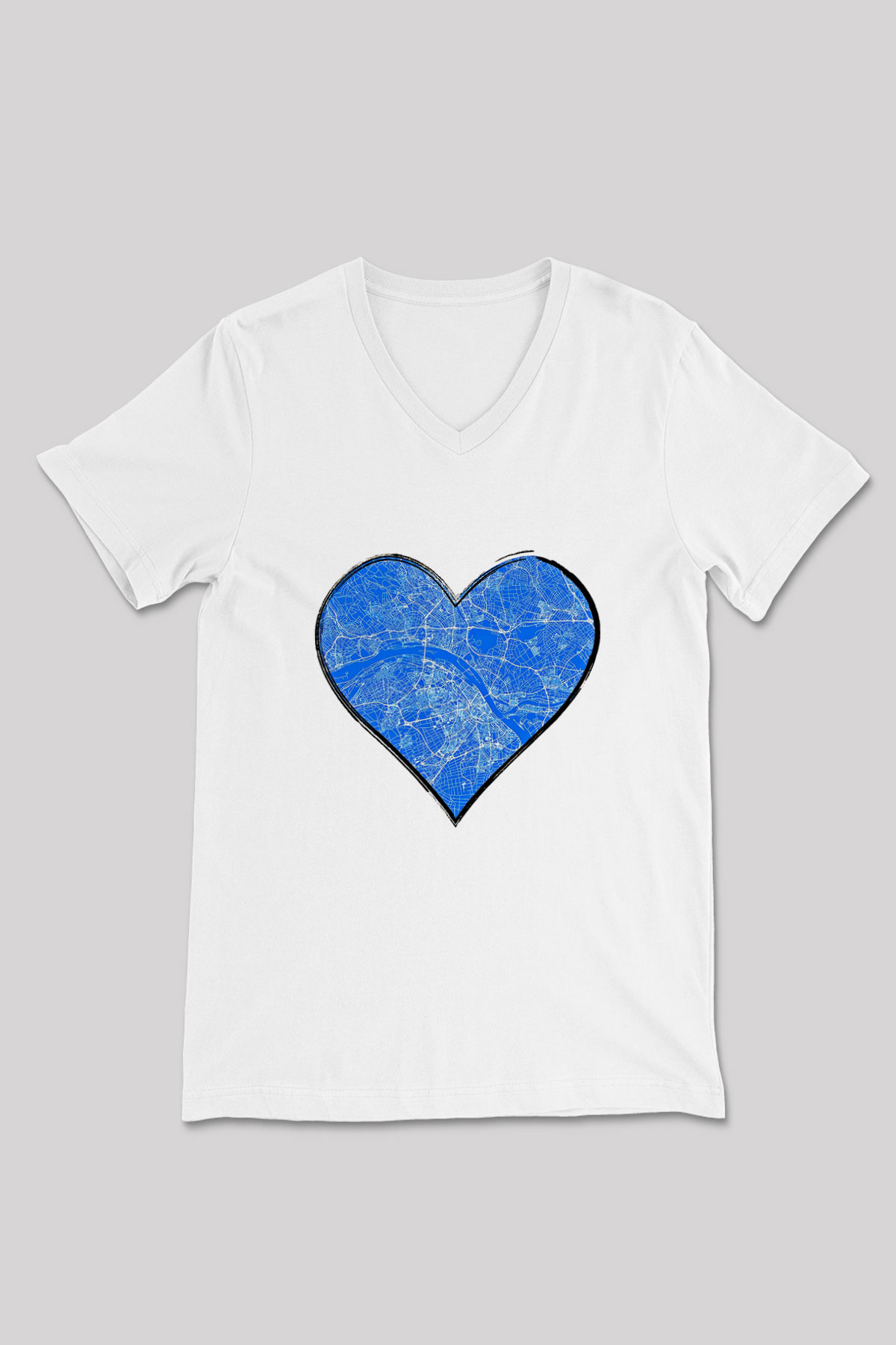 Orienteering Baskılı Unisex V Yaka Tişört - Tshirt