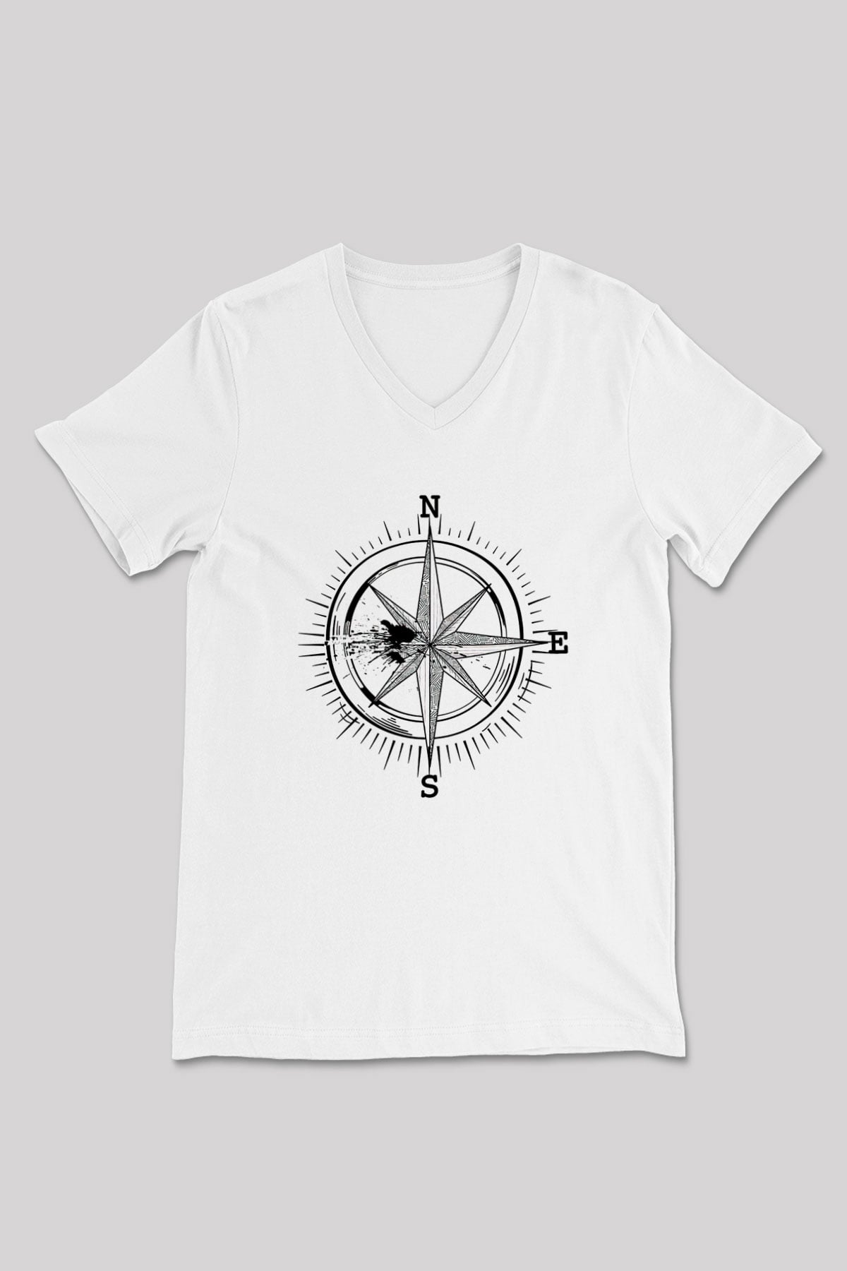 Orienteering Baskılı Unisex V Yaka Tişört - Tshirt