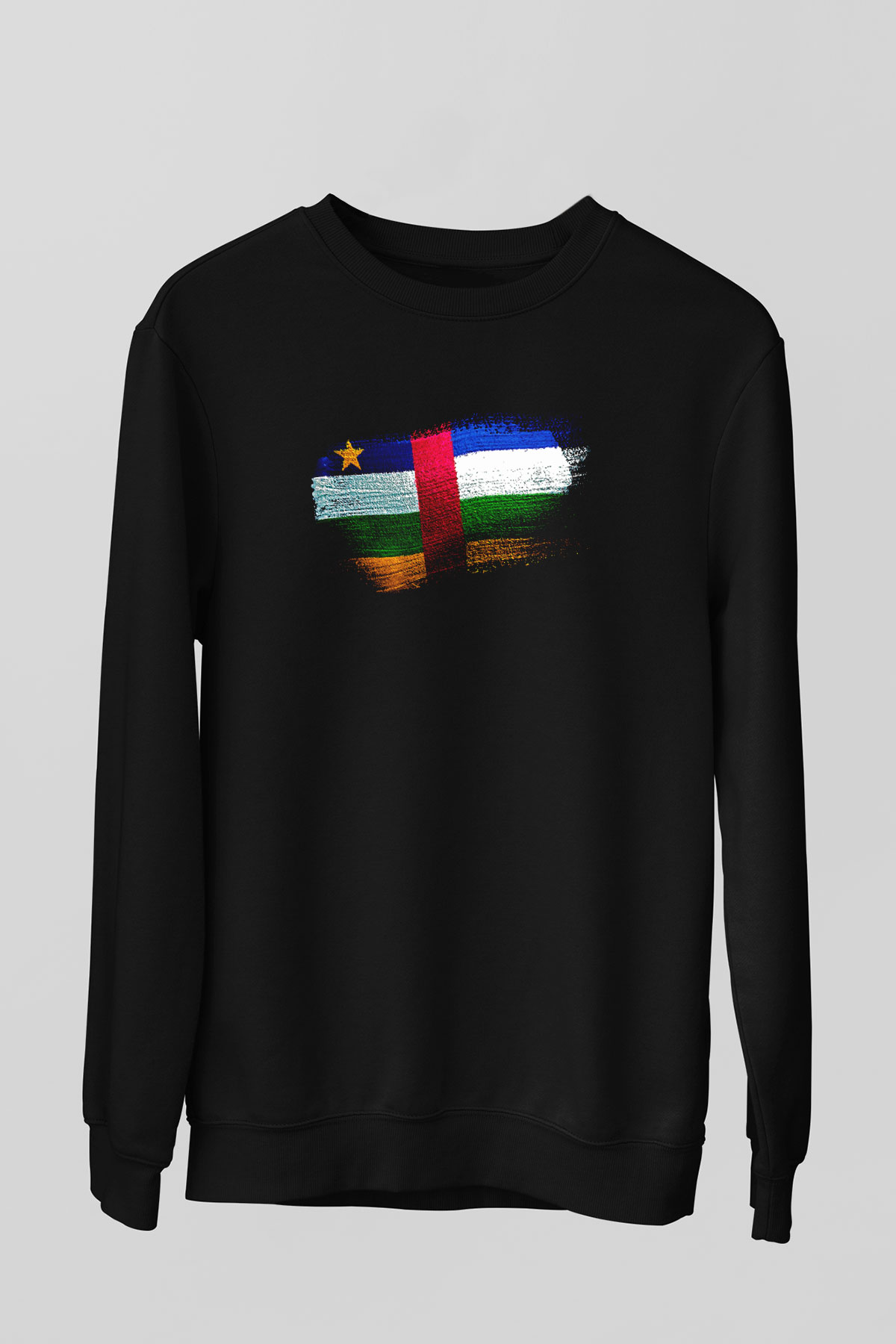 Orta Afrika Cumhuriyeti - Central African Republic Bayrağı Baskılı Unisex Siyah Sweatshirt