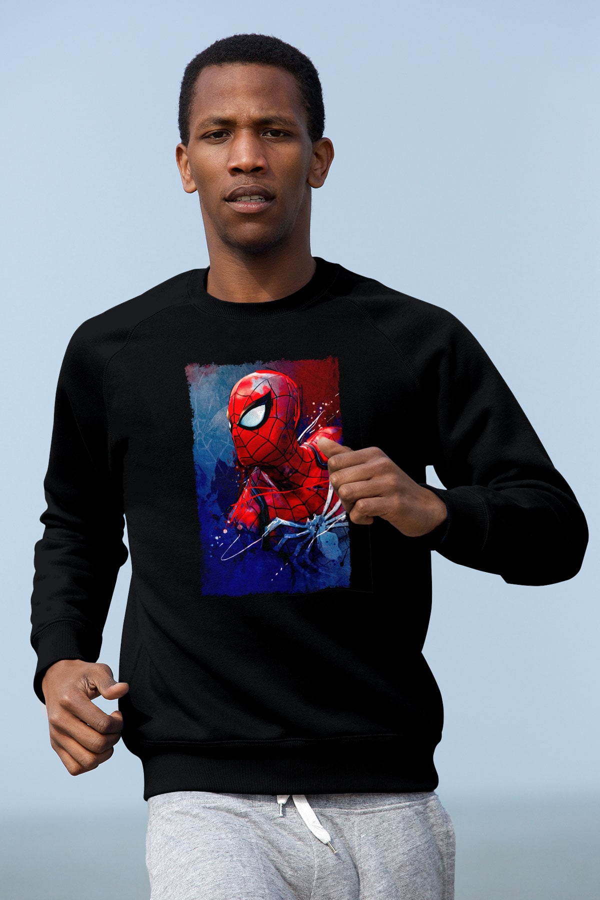 Örümcek Baskılı Unisex Siyah  Sweatshirt