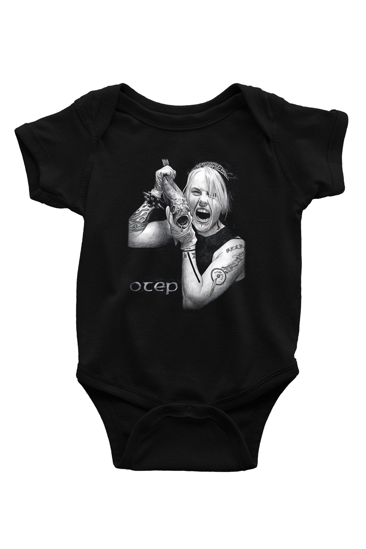 Otep Baskılı Unisex Siyah Bebek Body - Zıbın