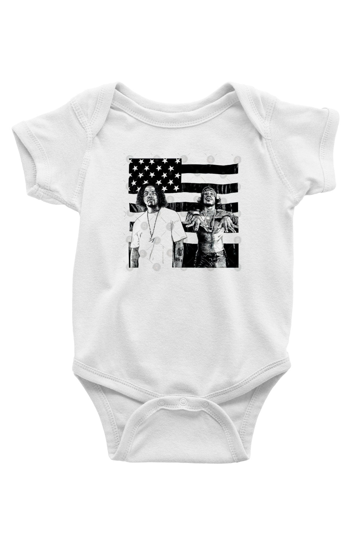 OutKast Baskılı Beyaz Unisex Bebek Body - Zıbın