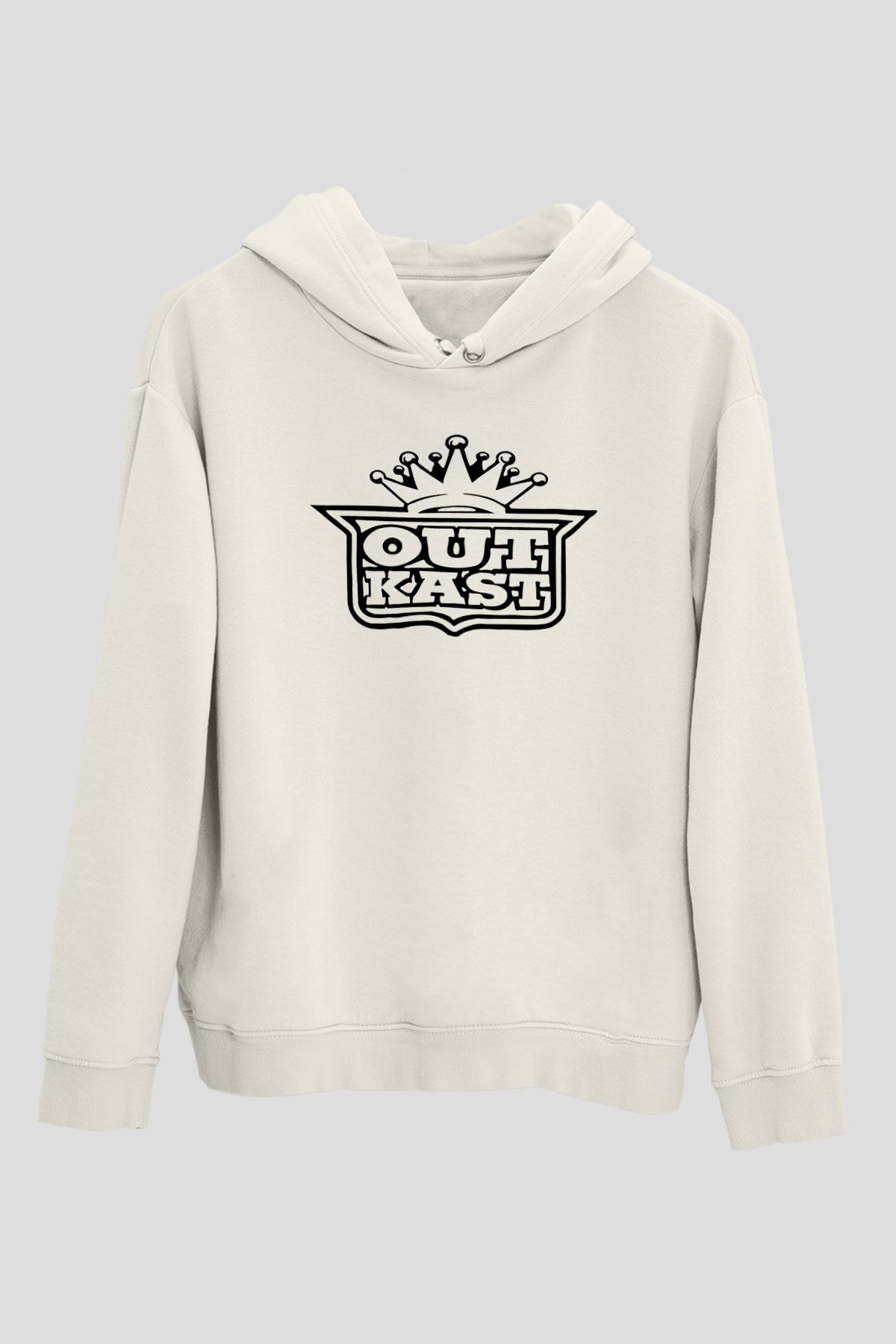 OutKast Baskılı Beyaz Unisex Kapüşonlu Sweatshirt