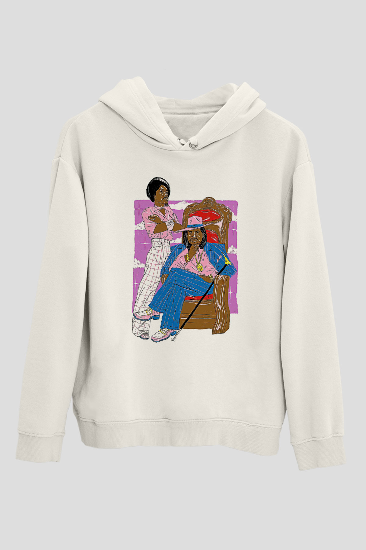 OutKast Baskılı Beyaz Unisex Kapüşonlu Sweatshirt