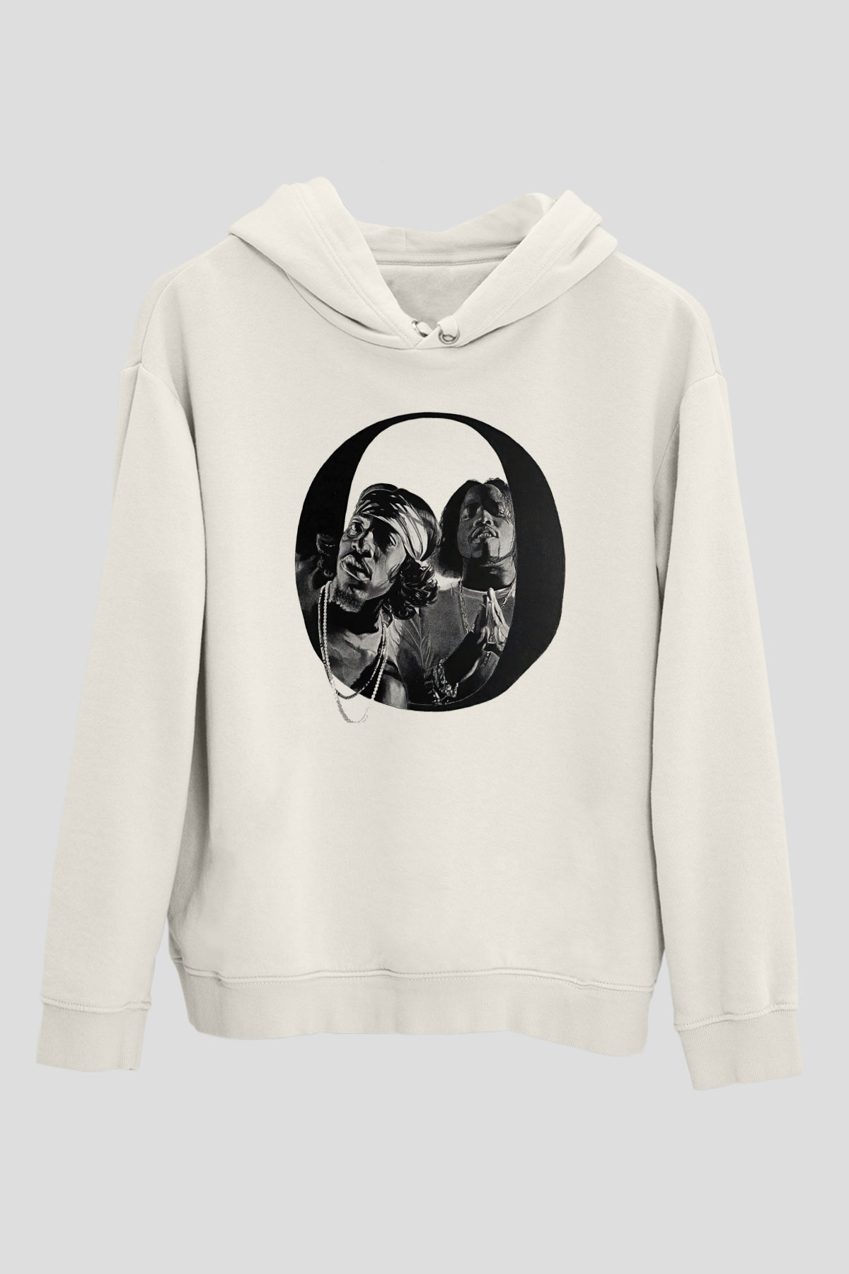 OutKast Baskılı Beyaz Unisex Kapüşonlu Sweatshirt