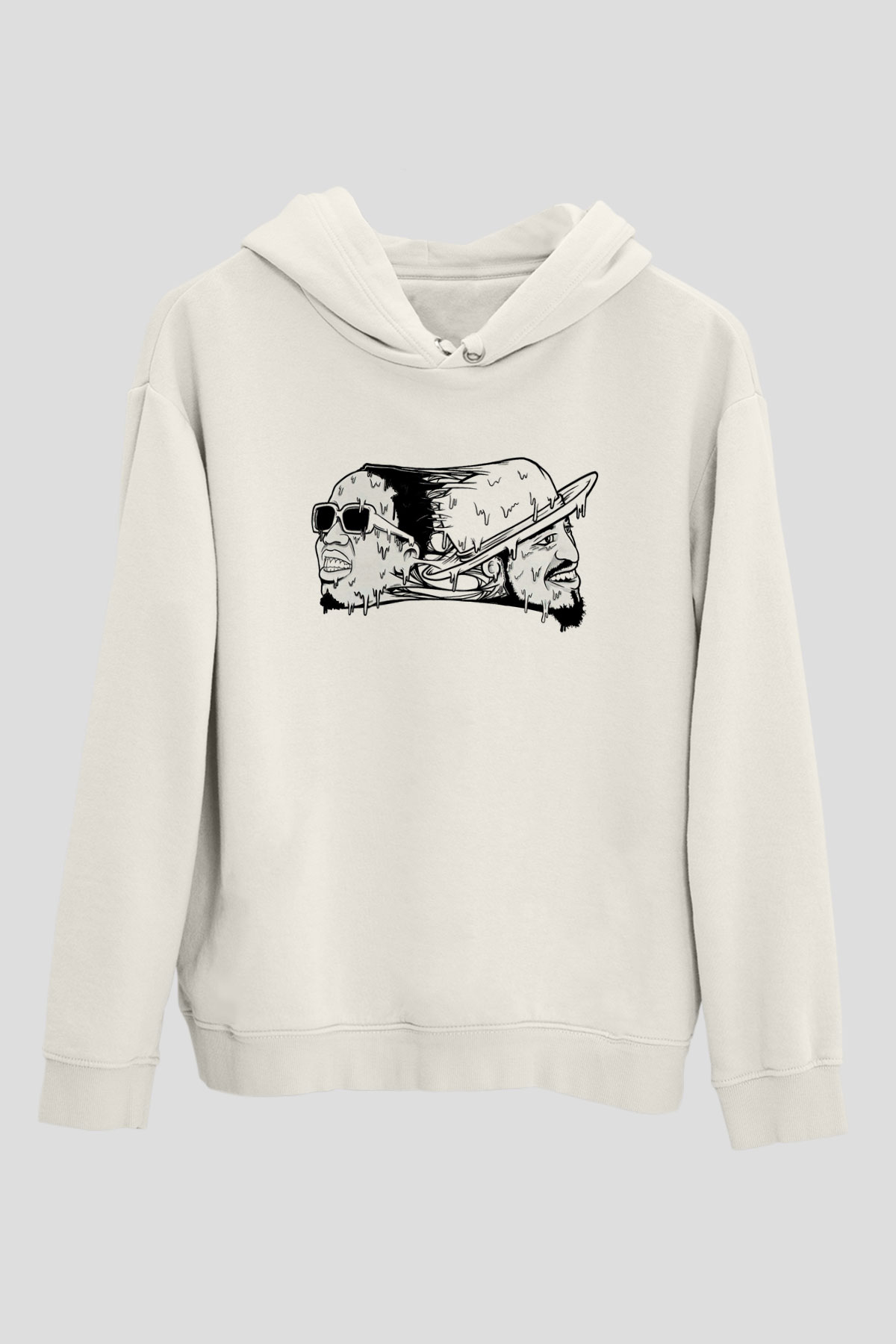 OutKast Baskılı Beyaz Unisex Kapüşonlu Sweatshirt