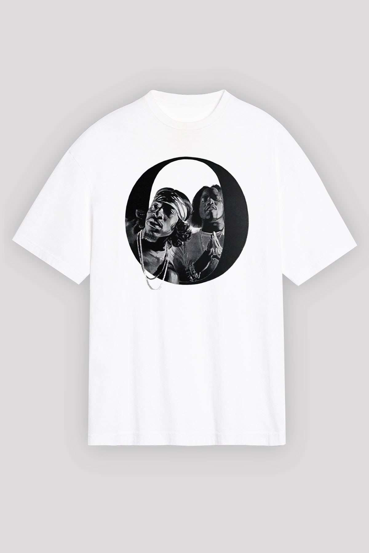 OutKast Baskılı Beyaz Unisex Oversize Tişört - Tshirt