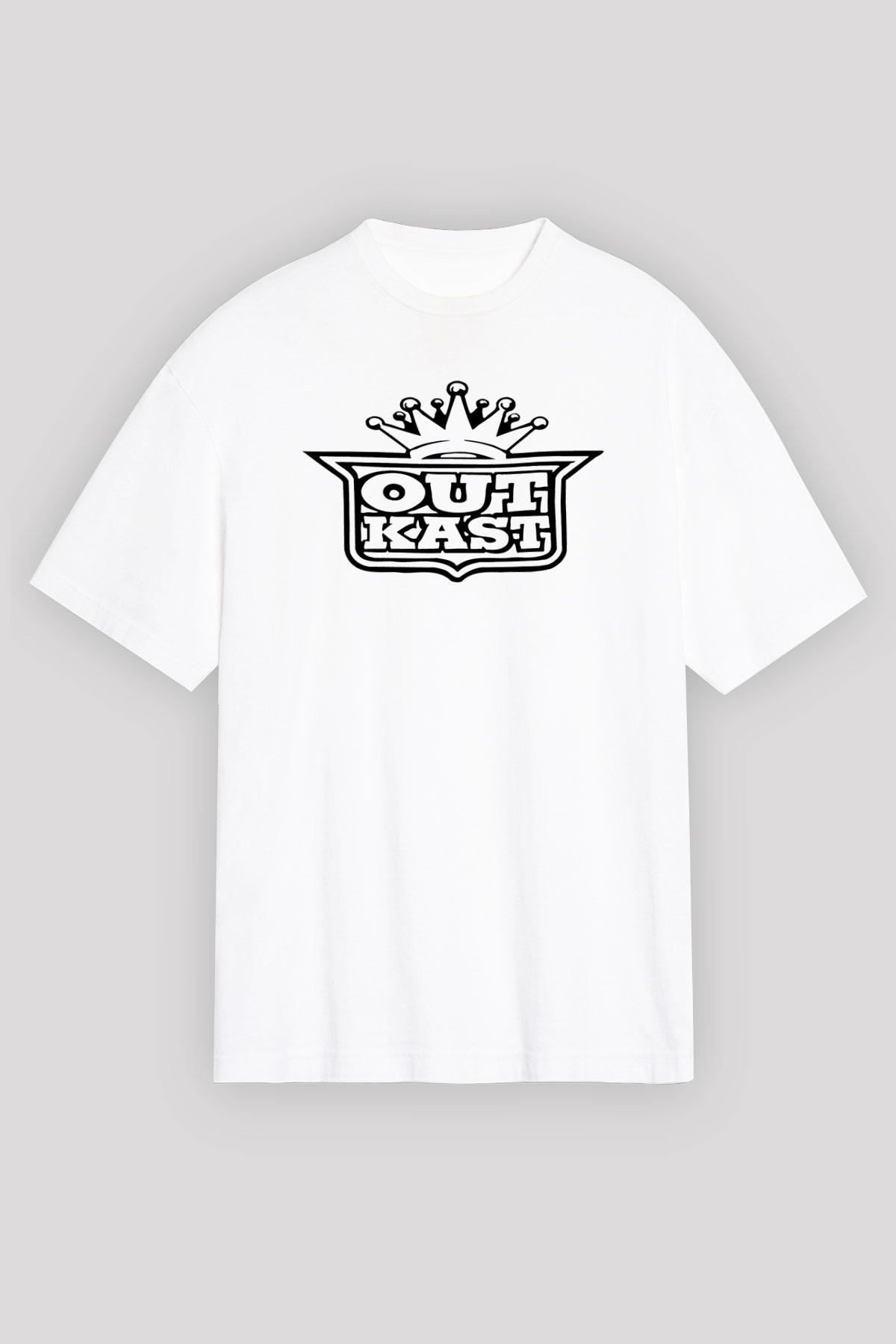OutKast Baskılı Beyaz Unisex Oversize Tişört - Tshirt