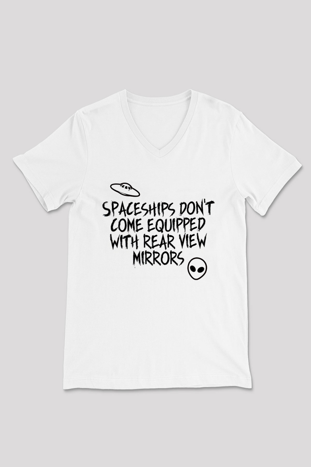 OutKast Baskılı Beyaz Unisex V Yaka Tişört - Tshirt