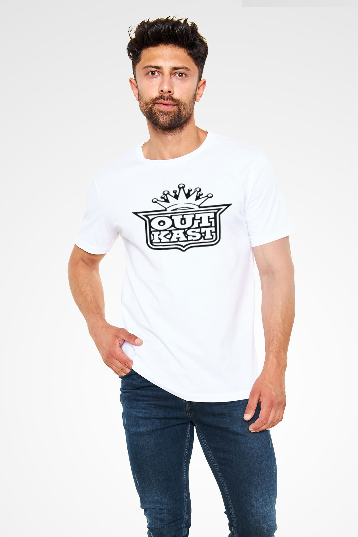 OutKast Baskılı Unisex Beyaz Tişört - Tshirt