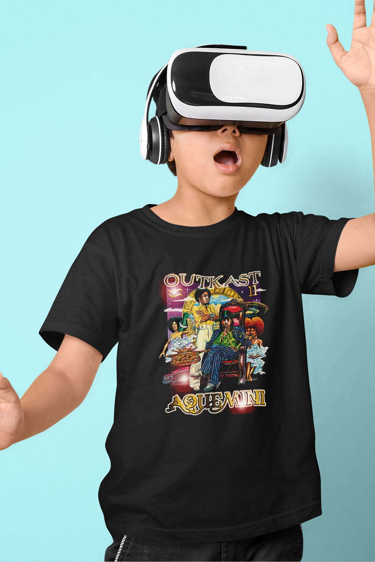 OutKast Baskılı Unisex Siyah Çocuk Tişört - Tshirt