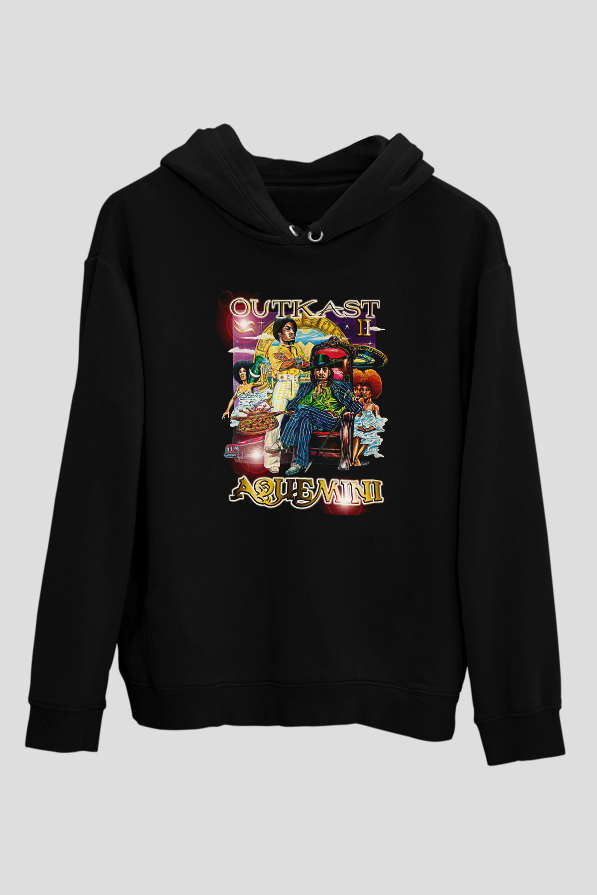 OutKast Baskılı Unisex Siyah Hoodie