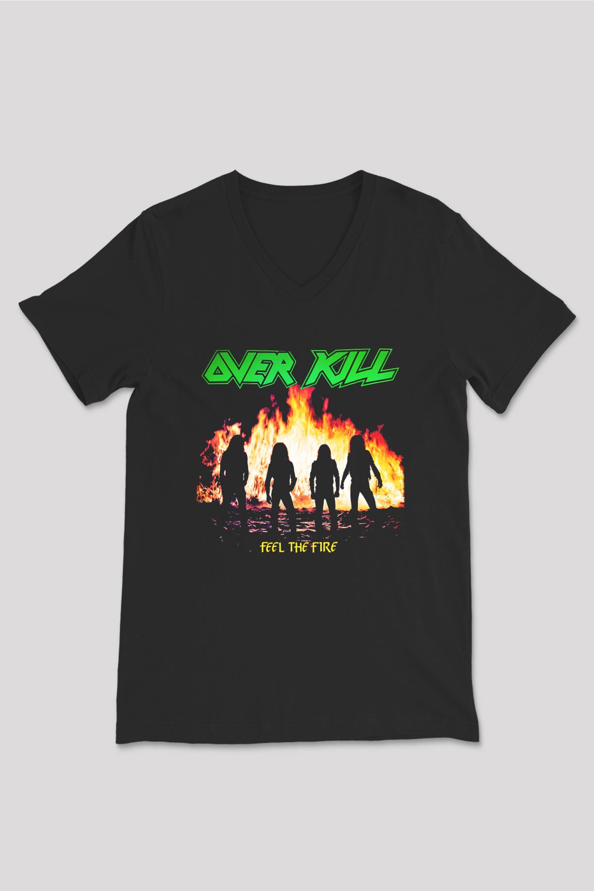 Overkill Siyah Unisex V Yaka Tişört T-Shirt