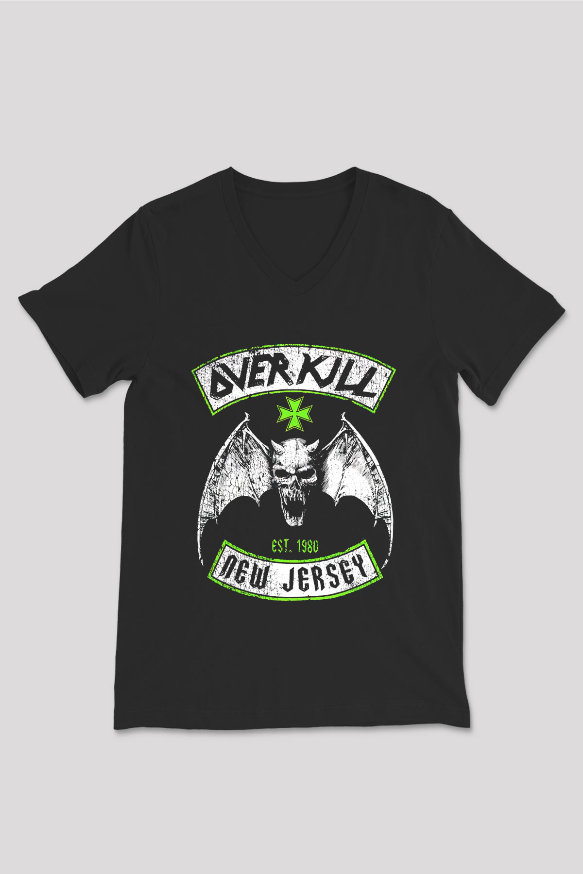 Overkill Siyah Unisex V Yaka Tişört T-Shirt