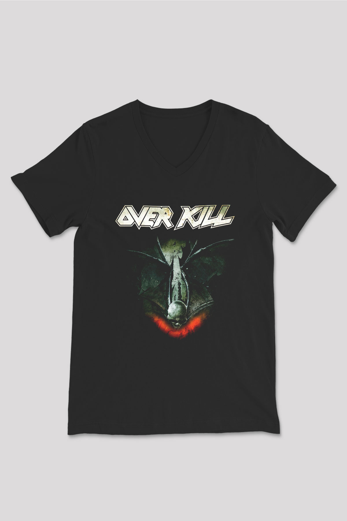 Overkill Siyah Unisex V Yaka Tişört T-Shirt